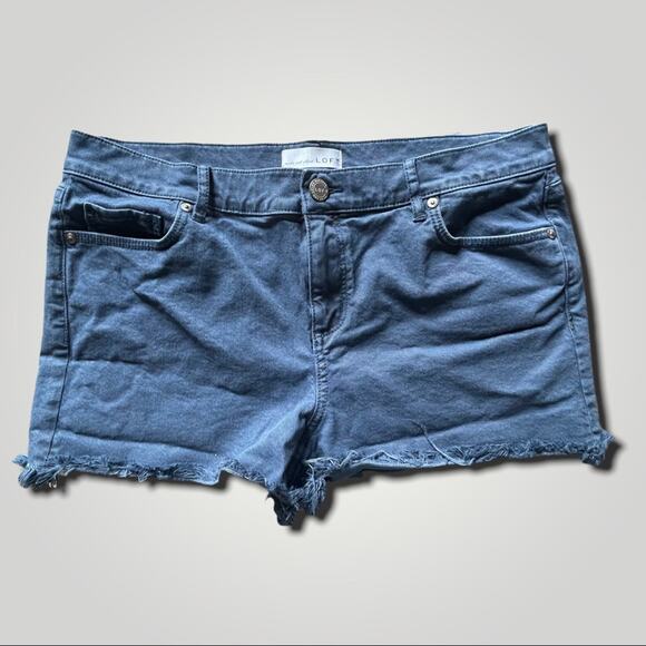 LOFT ANN TAYLOR PREPPY HIGH RISE FRENCH BLUE DENIM JEAN SHORTS 10 / 30 - Picture 1 of 7